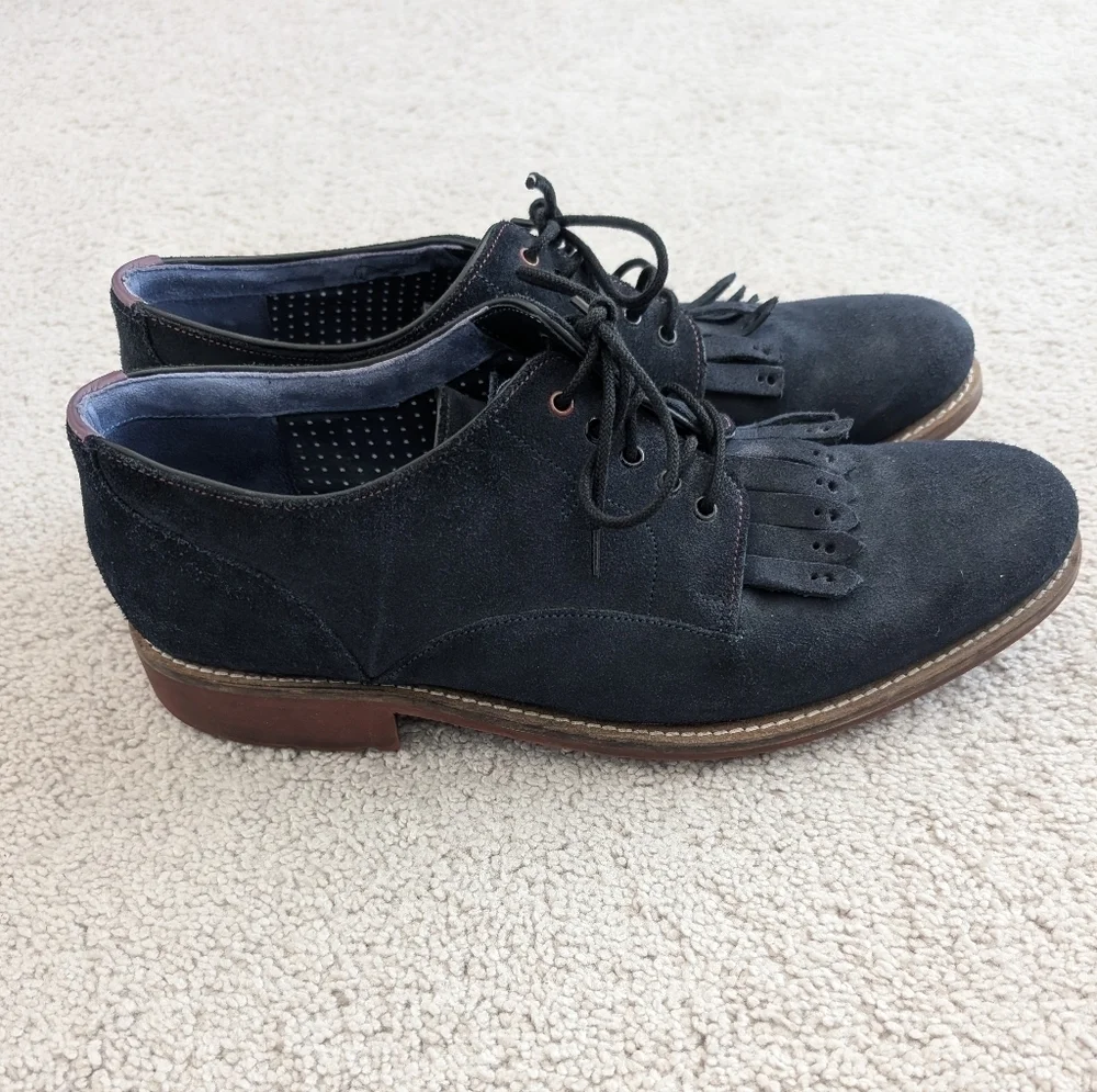 Ted Baker London TICH 2 Blue Suede Derby Shoes Men's Size 11.5 Business Office